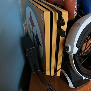 PS4, pro, four controllers, VR, head gear, games, head phones, some accessories